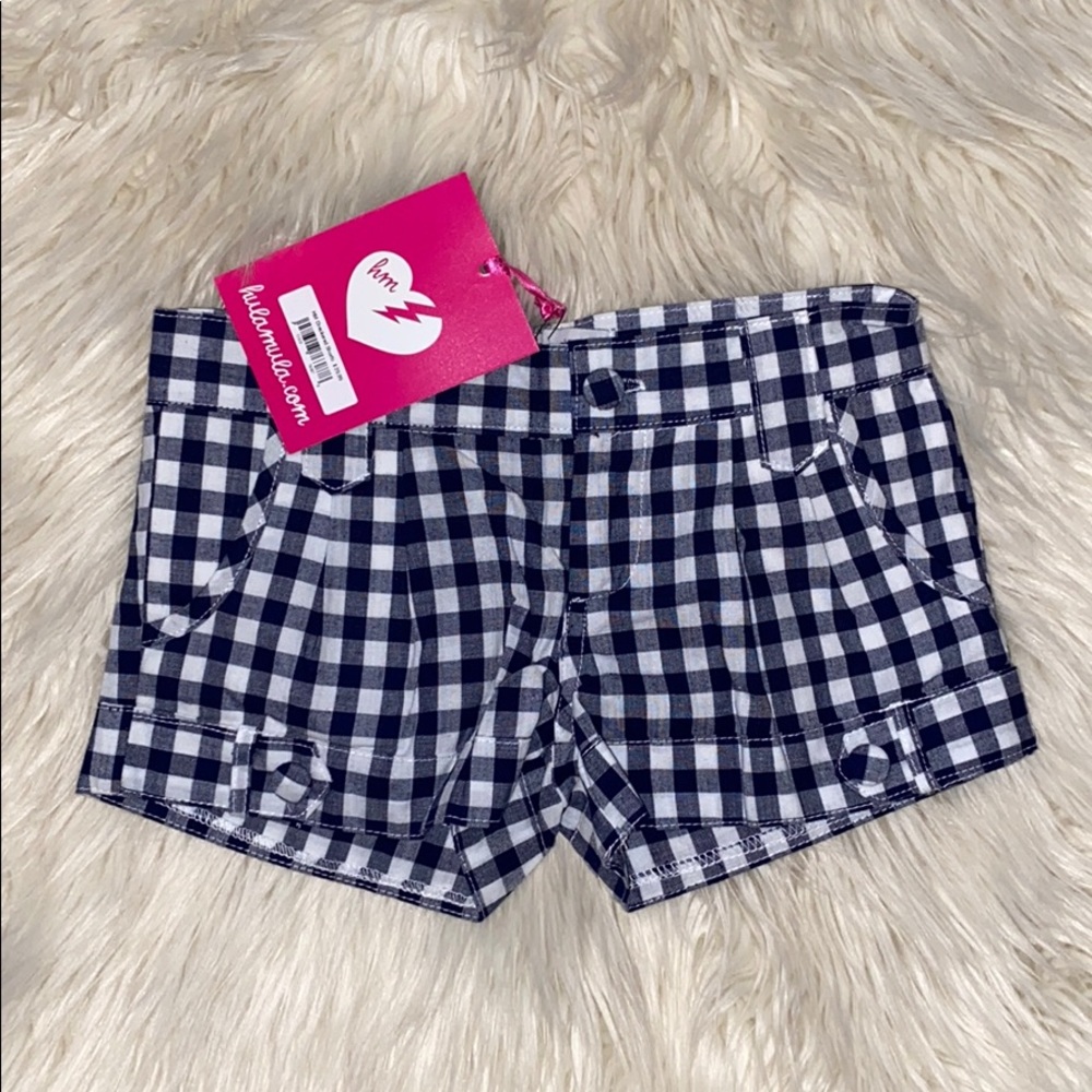 Navy and White Plaid Hula Mula Shorts